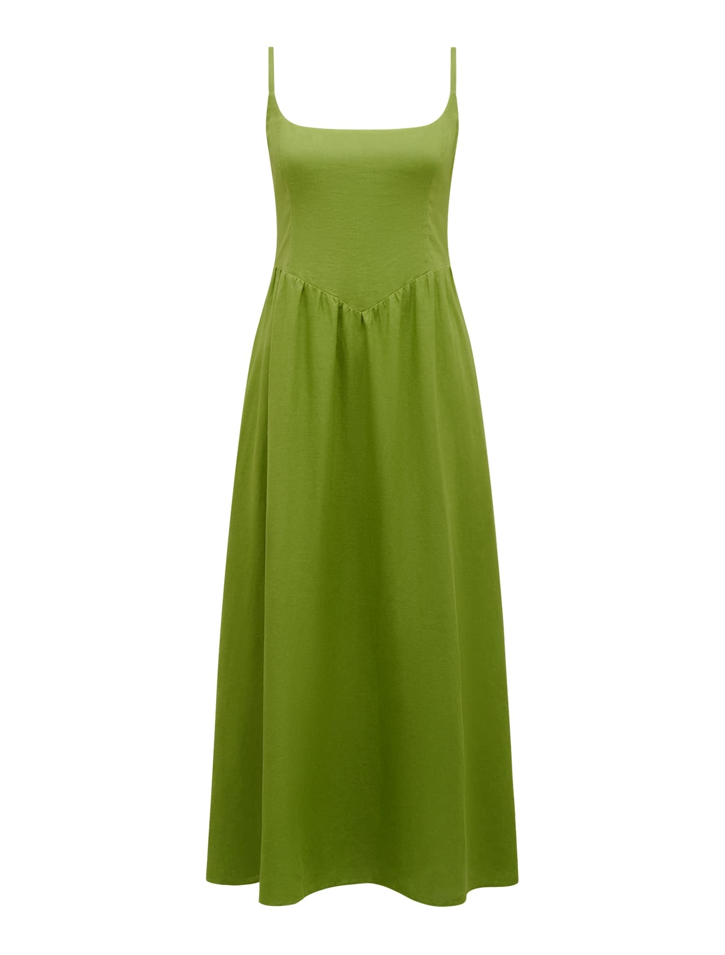 Maya Linen Midi Dress Greenery_mannequin