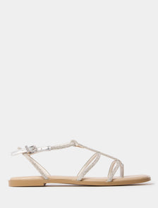 Trixie T-bar Diamanté Flat Sandals Silver_mannequin