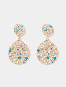 Thais Texture Stone Earrings Blue/Gold_mannequin