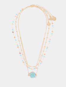 Susan Stone Layered Necklace Turquoise/Gold_mannequin