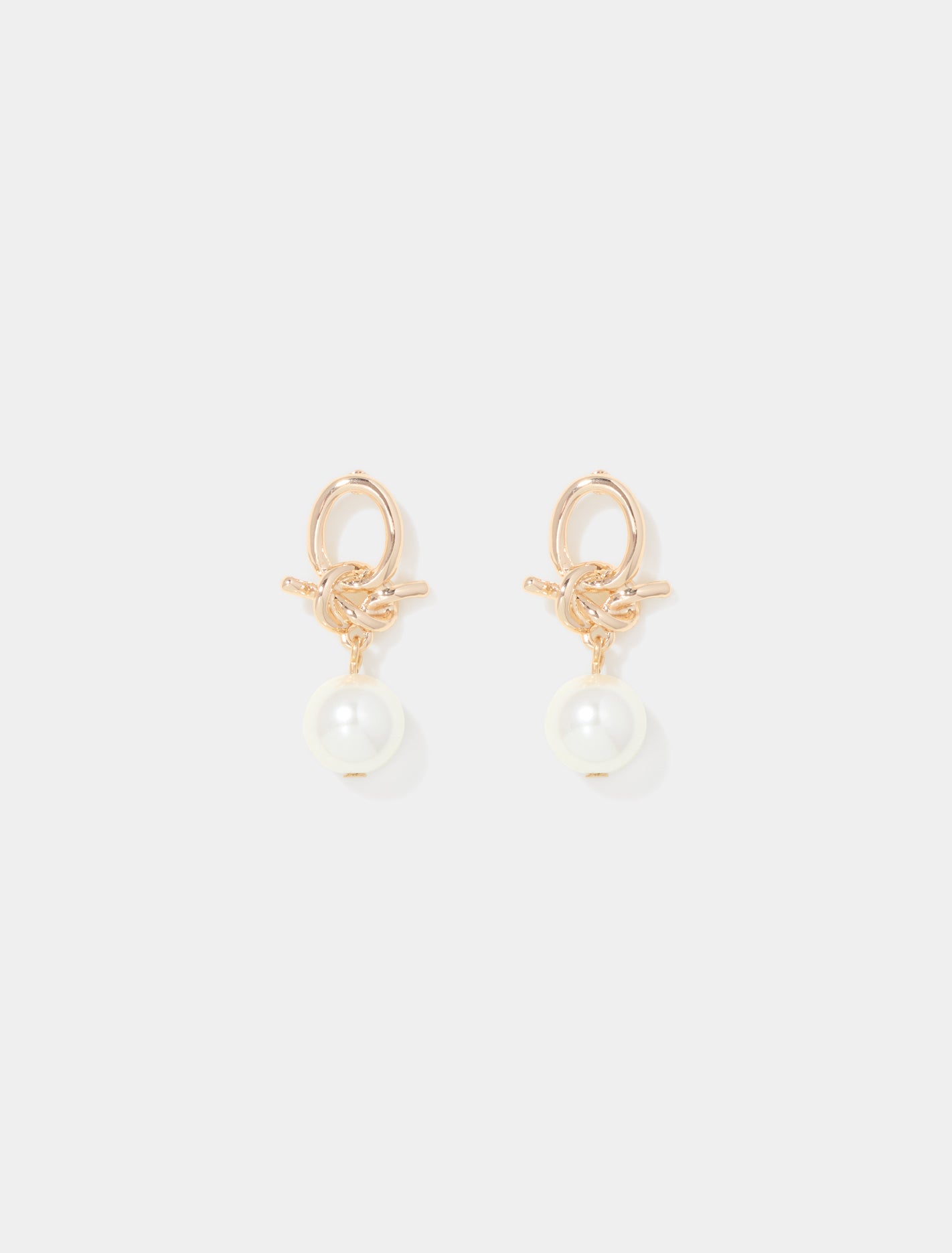 Kaya Knot Pearl Earrings Pearl/Gold_mannequin