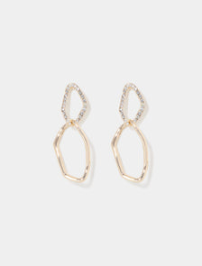 Bobbi Angled Drop Earrings Crystal/Gold_mannequin