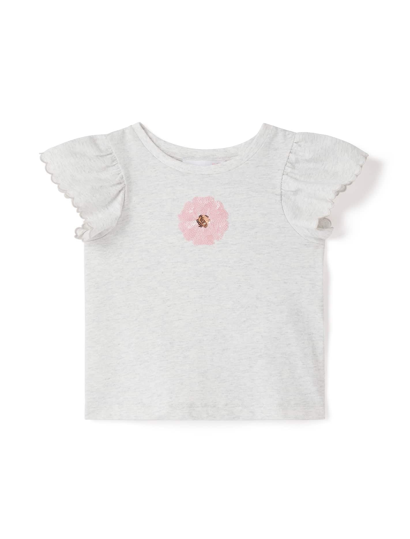 Tina Flutter Girls T-Shirt Snow Grey Marle_mannequin