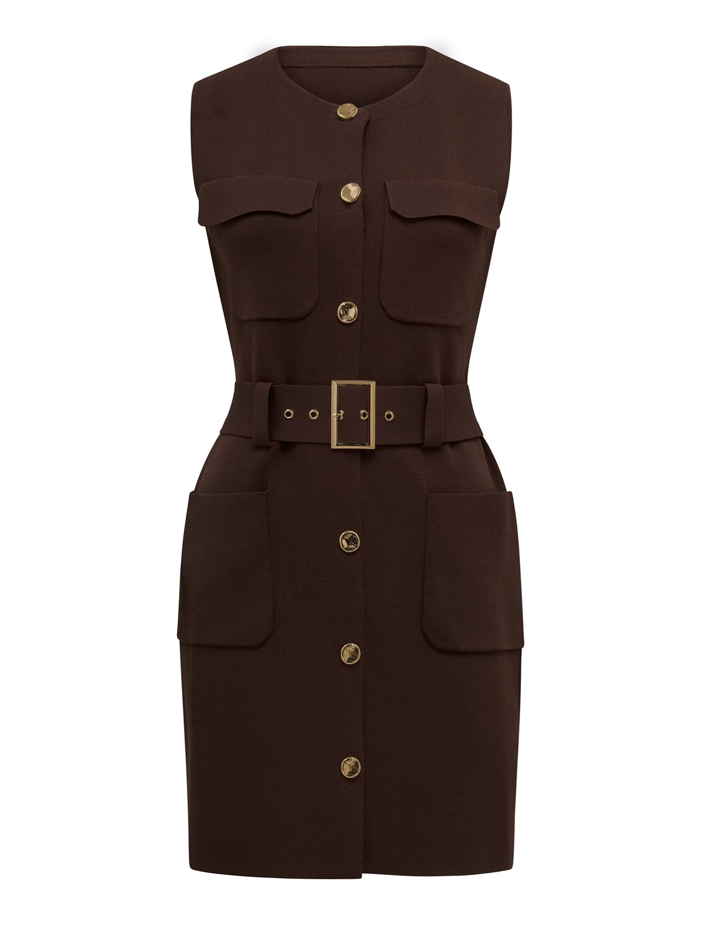 Parker Luxe Utility Mini Dress Chocolate_mannequin