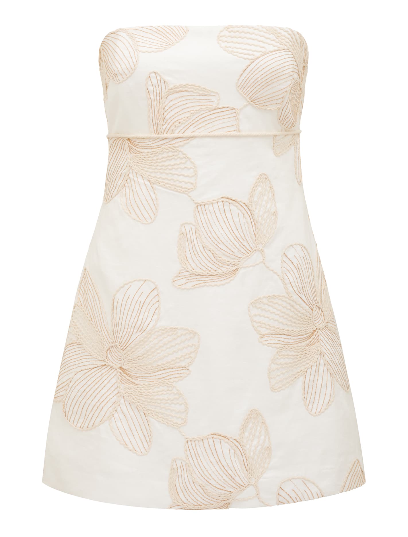 Jenny Strapless Linen Mini Dress Porto Embroidery_mannequin