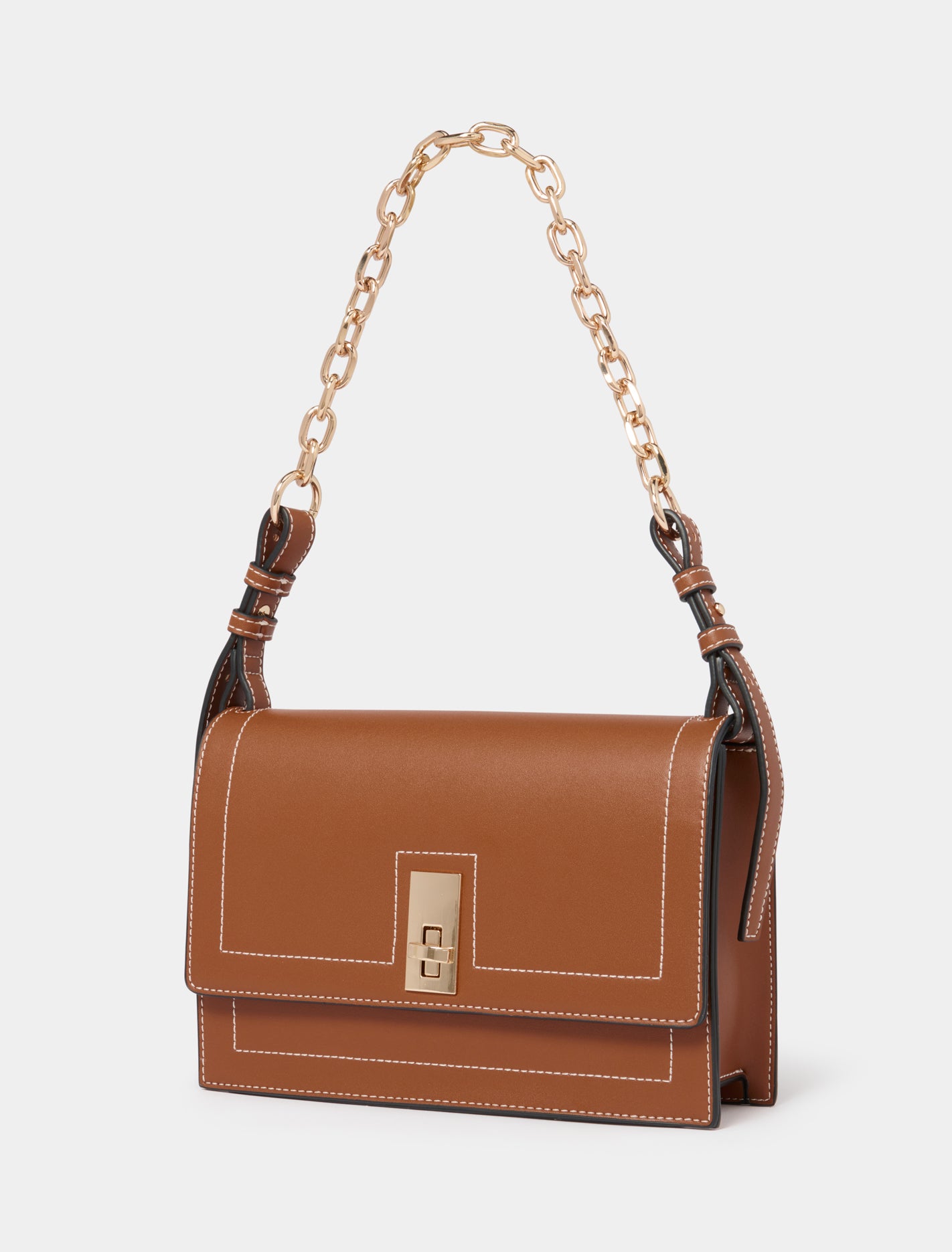 Whitney Stitch Shoulder Bag Tan_mannequin