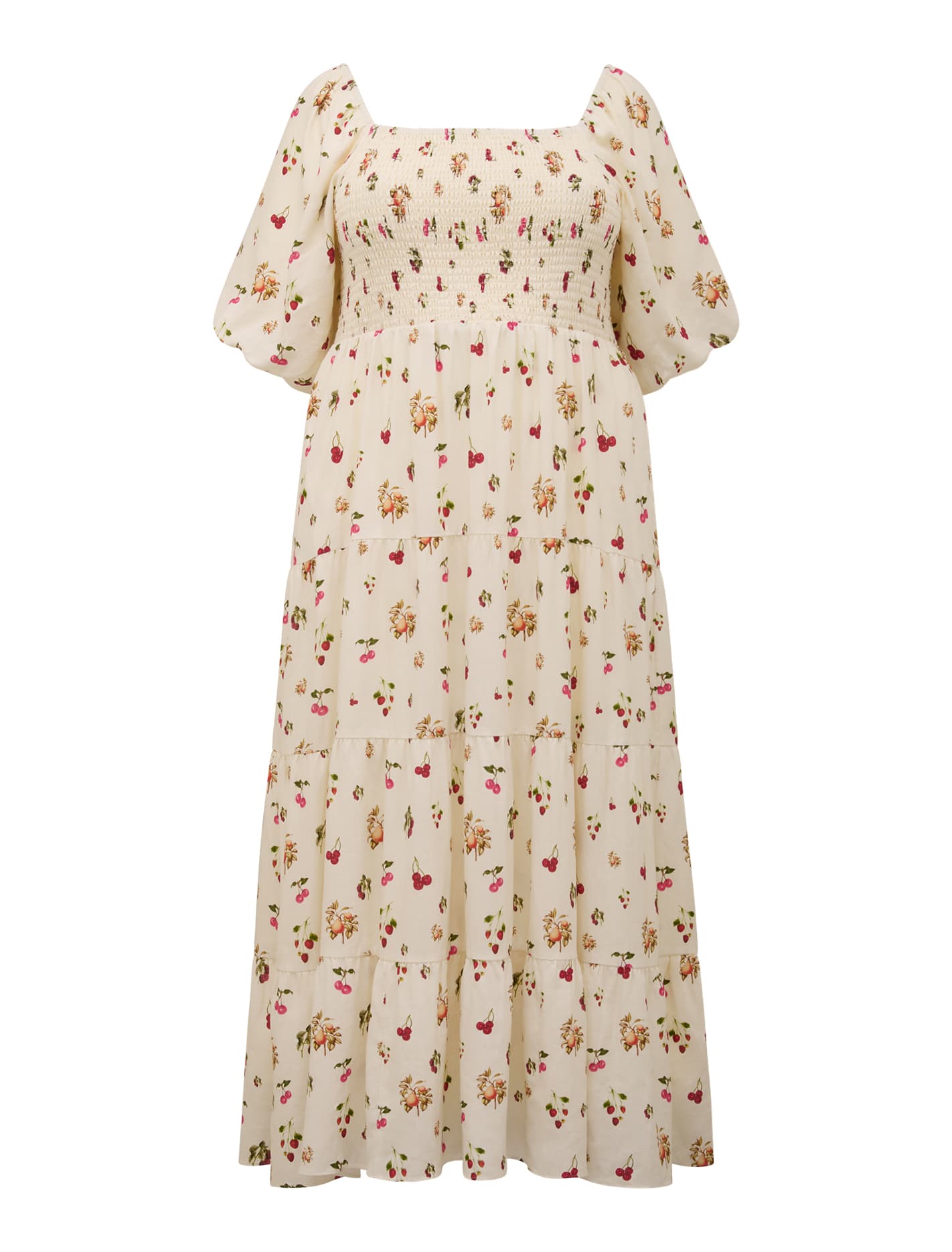 Brynleigh Curve Shirred Midi Dress Paola Tropical_mannequin