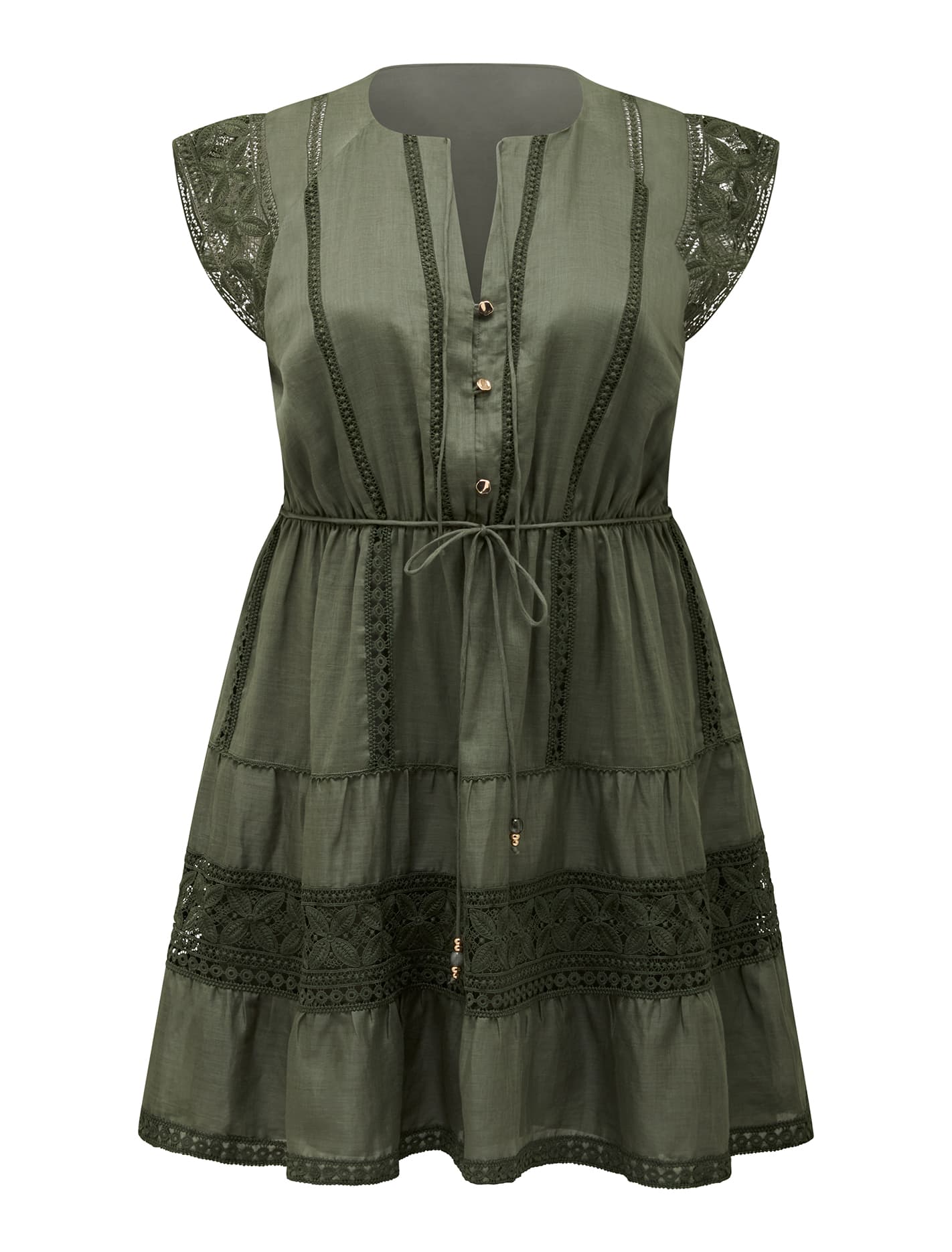 Sarah Curve Trim Mini Dress Dark Olive_mannequin