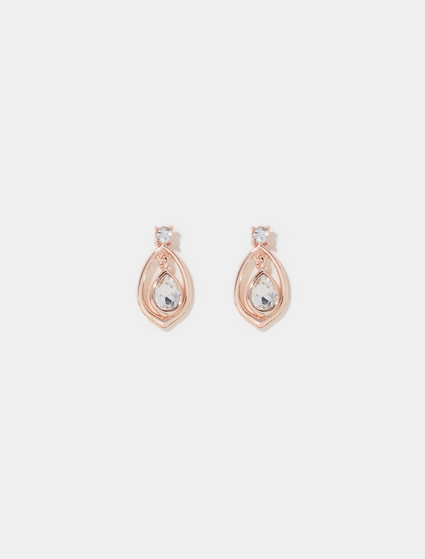 Tomi Teardrop Stone Earring Rose Gold/Crystal_mannequin