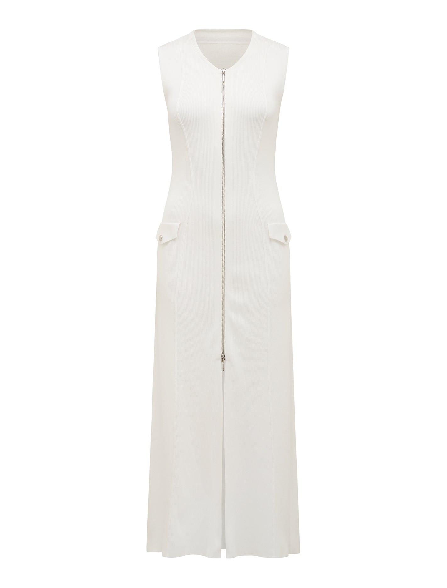 Maddie Zip Detail Midi Dress Porcelain_mannequin