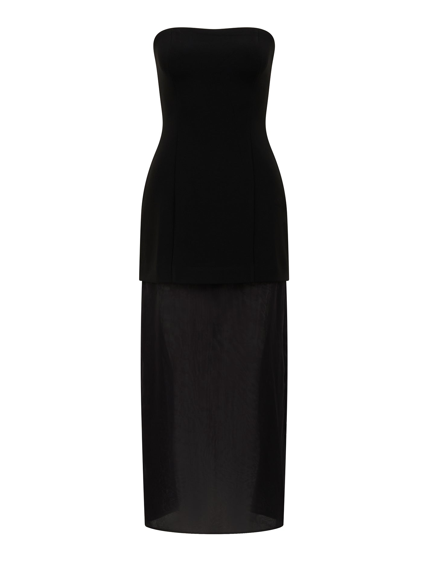 Pamela Sheer Strapless Midi Dress Black_mannequin