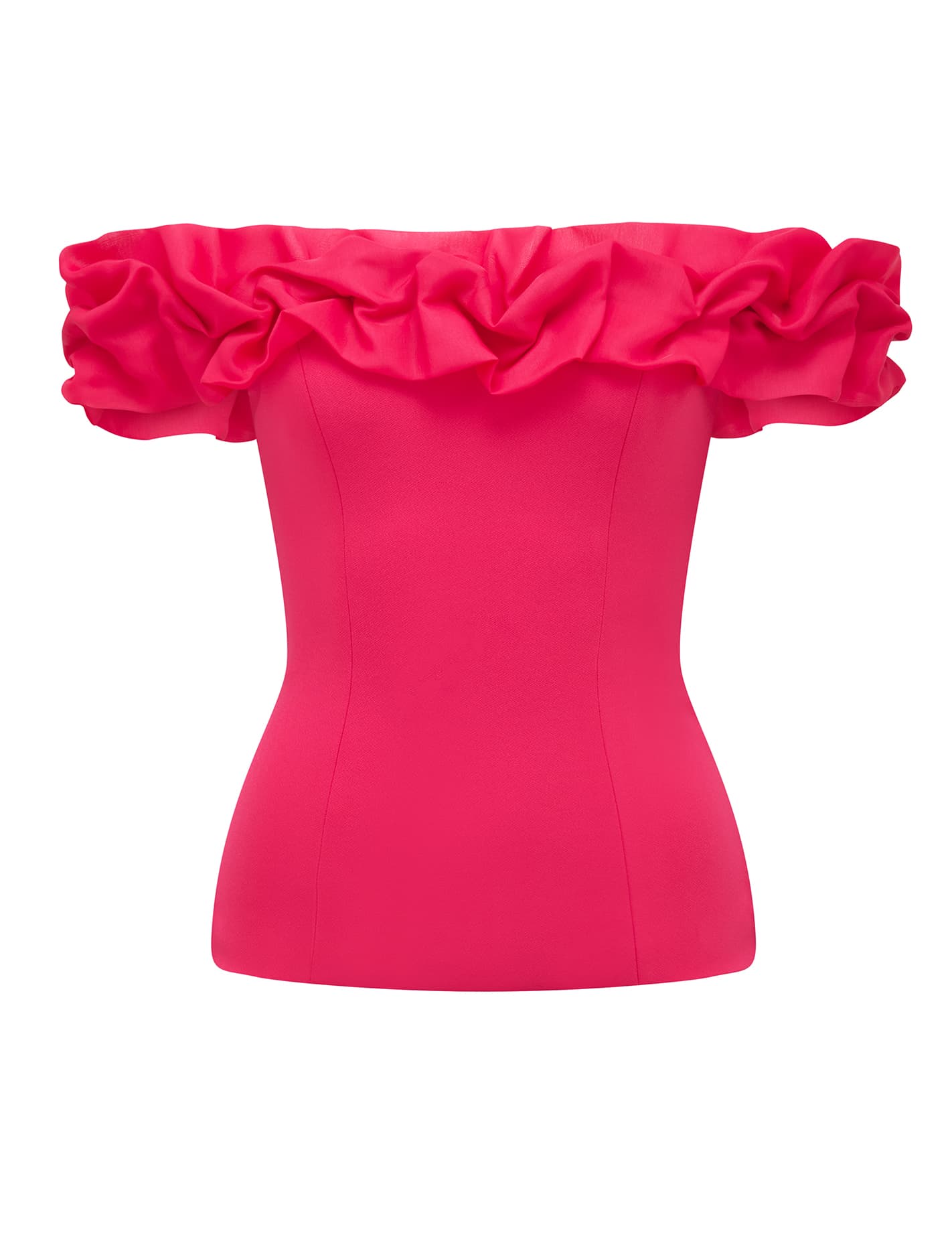 Stephanie Ruffle Off-Shoulder Top Bright Rose_mannequin