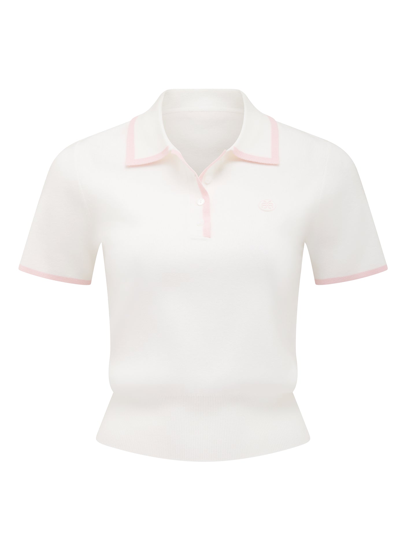 Polly Rib Polo Knit Top Porcelain/Pink_mannequin