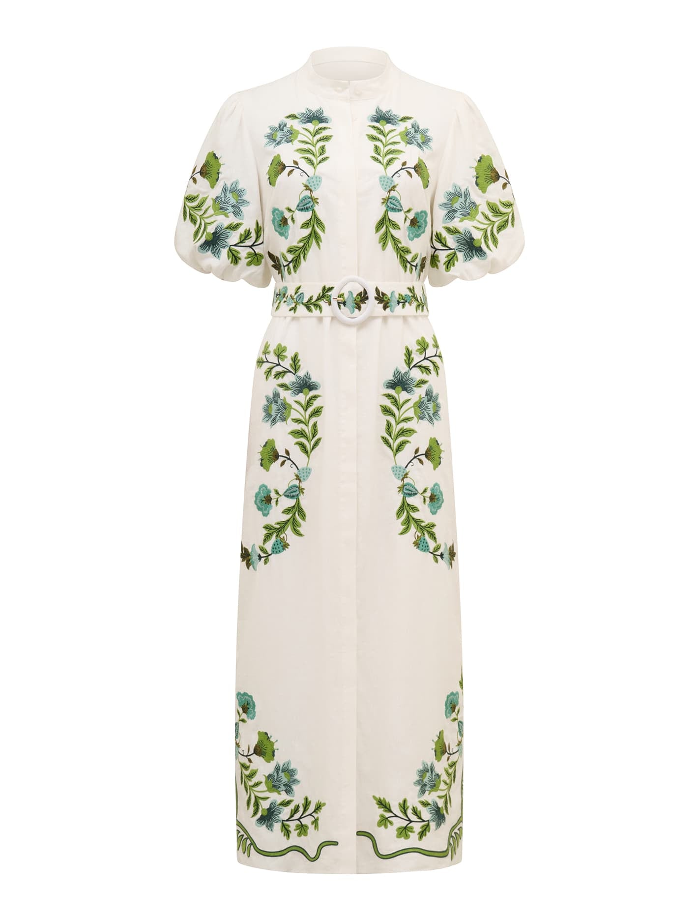 Beth Embroidered Shirt Dress Green Livia Floral_mannequin