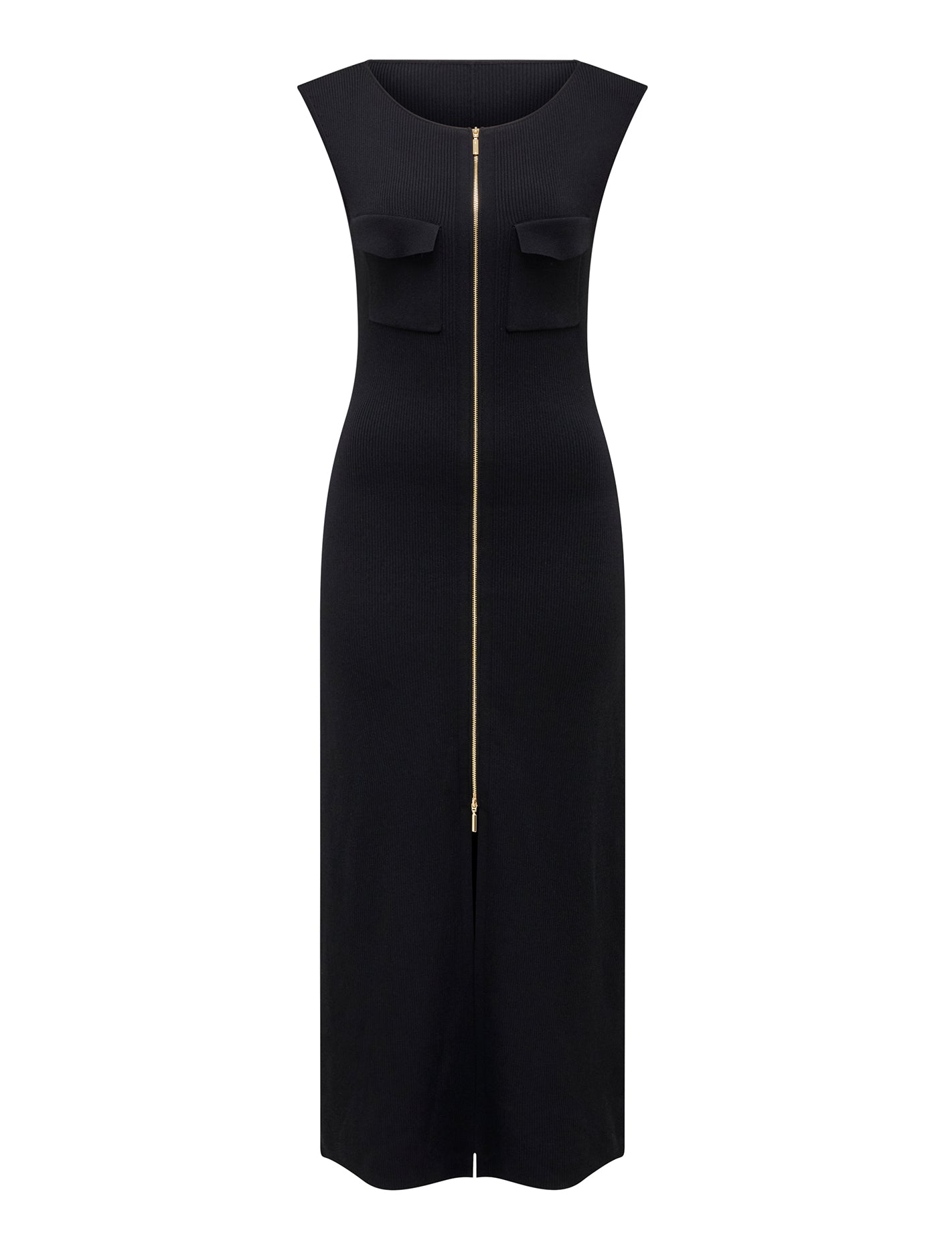 Harriet Zip Through Midi Dress Black_mannequin