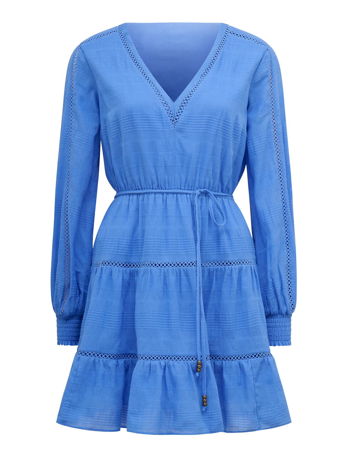 Raini Long-Sleeve Cotton Mini Dress Blue Lake_mannequin