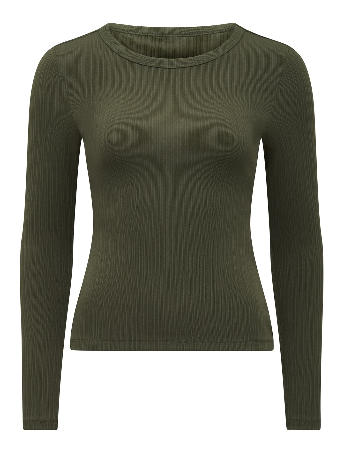 Miller Crew Neck Rib Top Olive Green_mannequin