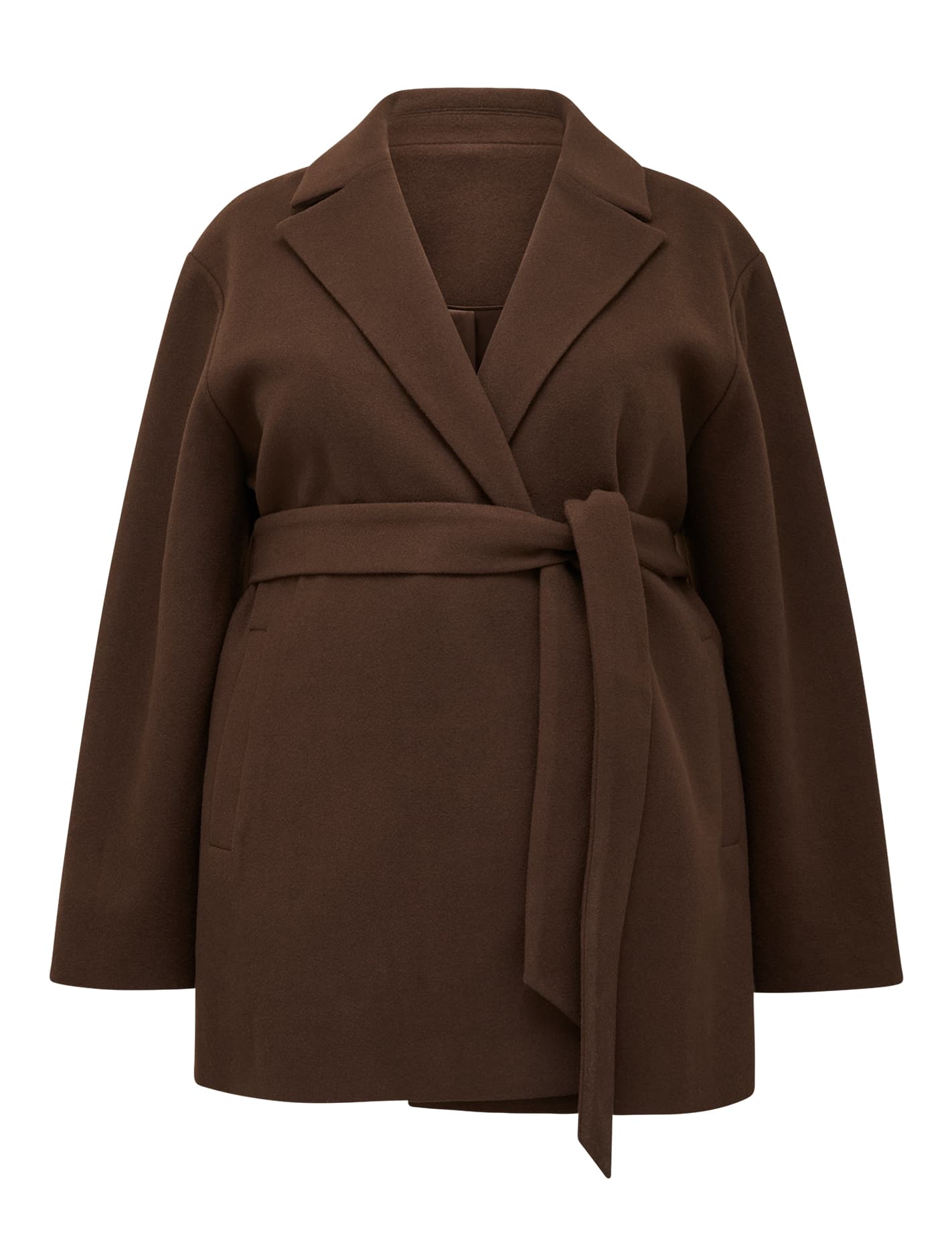 Adele Curve Wrap Coat Chocolate_mannequin