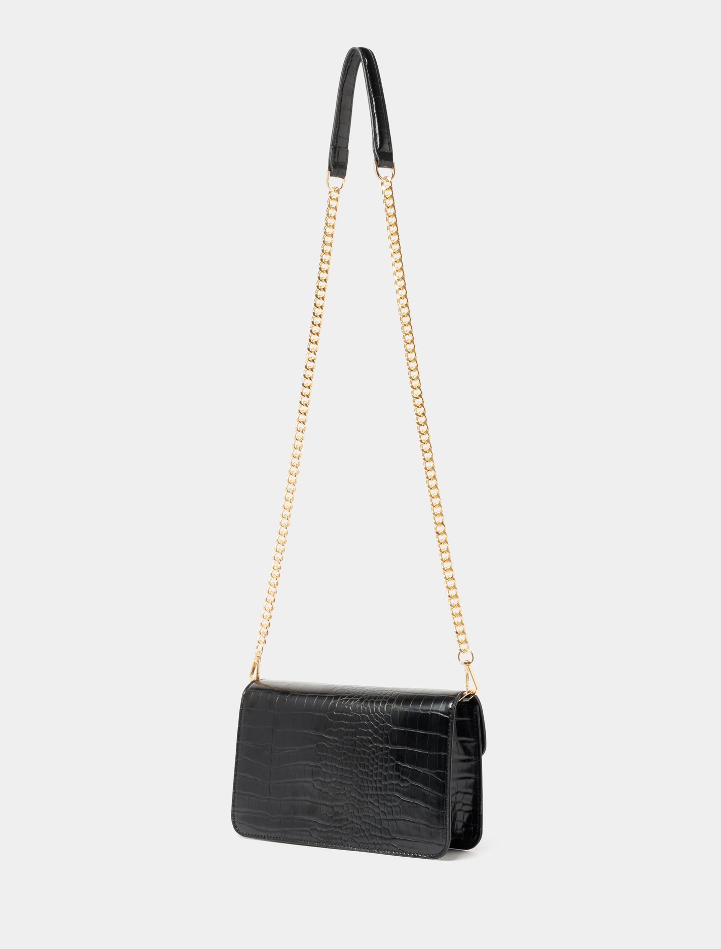 Nova Snaffle Shoulder Bag Black Croc_mannequin