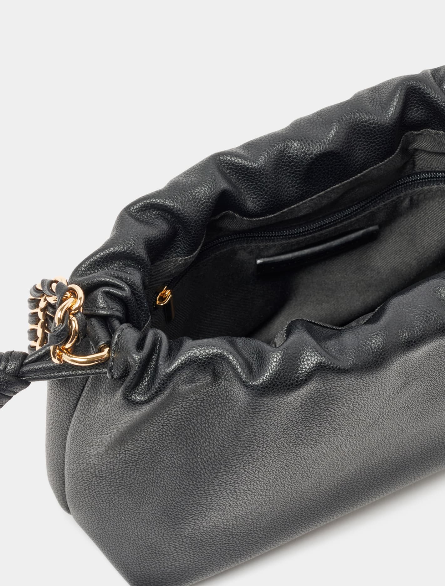 Blossom Ruched Clutch Black_mannequin