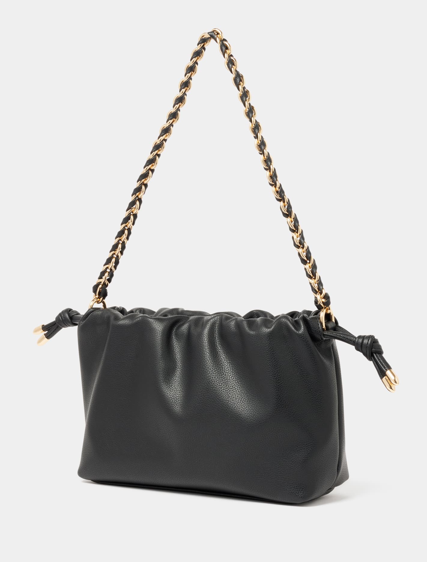 Blossom Ruched Clutch Black_mannequin