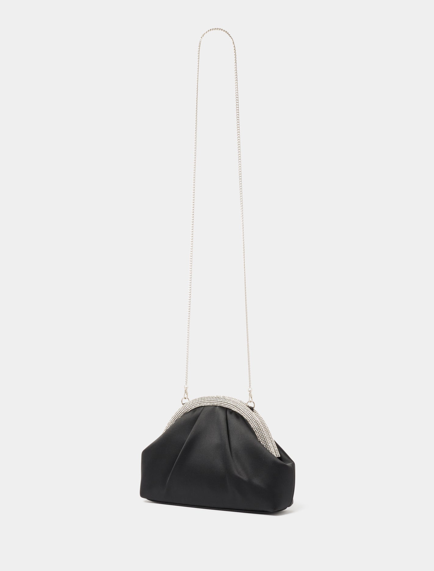 Shayla Shiny Frame Clutch Black / Silver_mannequin