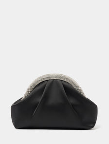 Shayla Shiny Frame Clutch Black / Silver_mannequin