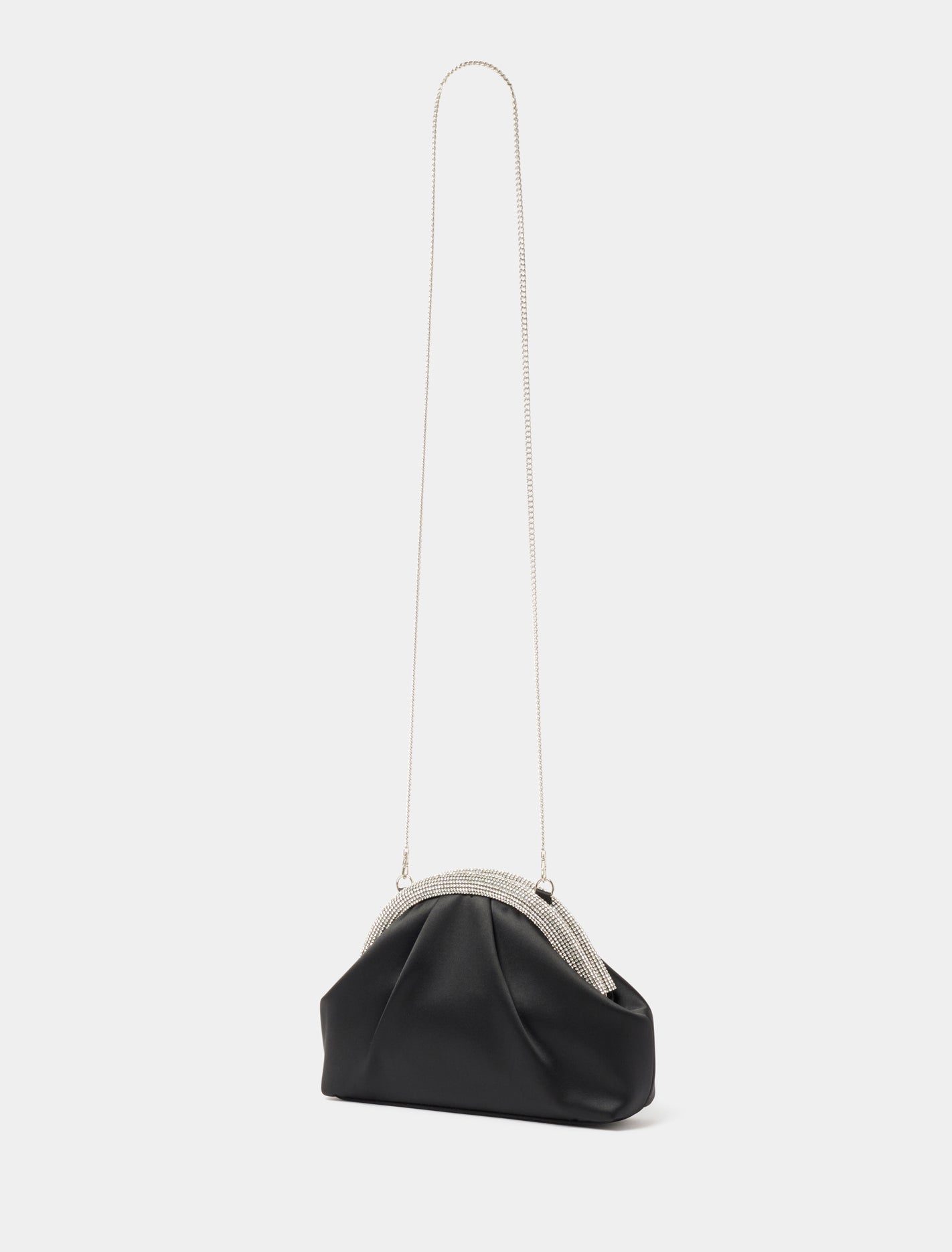 Shayla Shiny Frame Clutch Black / Silver_mannequin