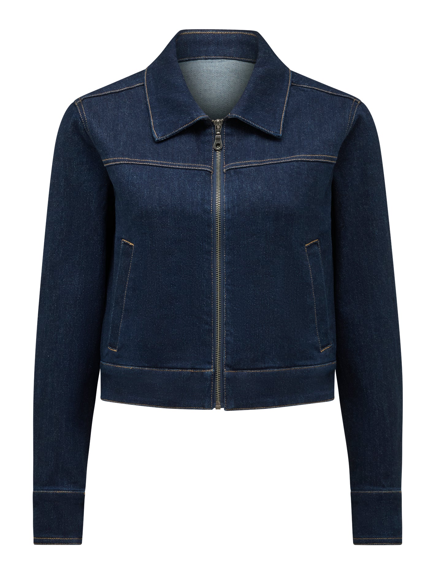 Cassie Denim Jacket Dark Rinse Wash_mannequin