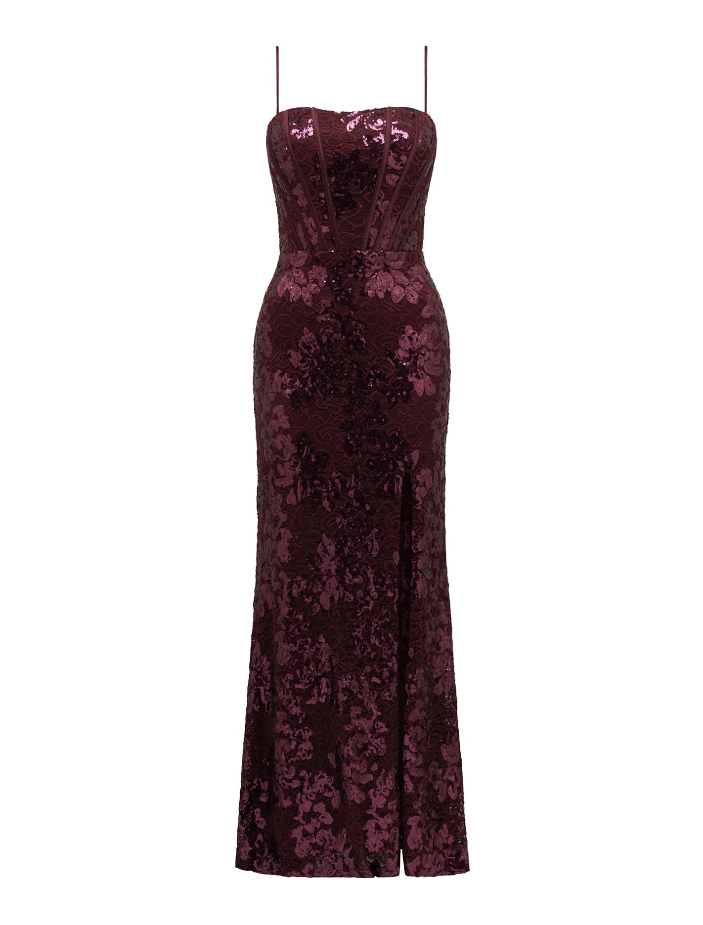 Lucia Strappy Sequin Maxi Dress Wine_mannequin