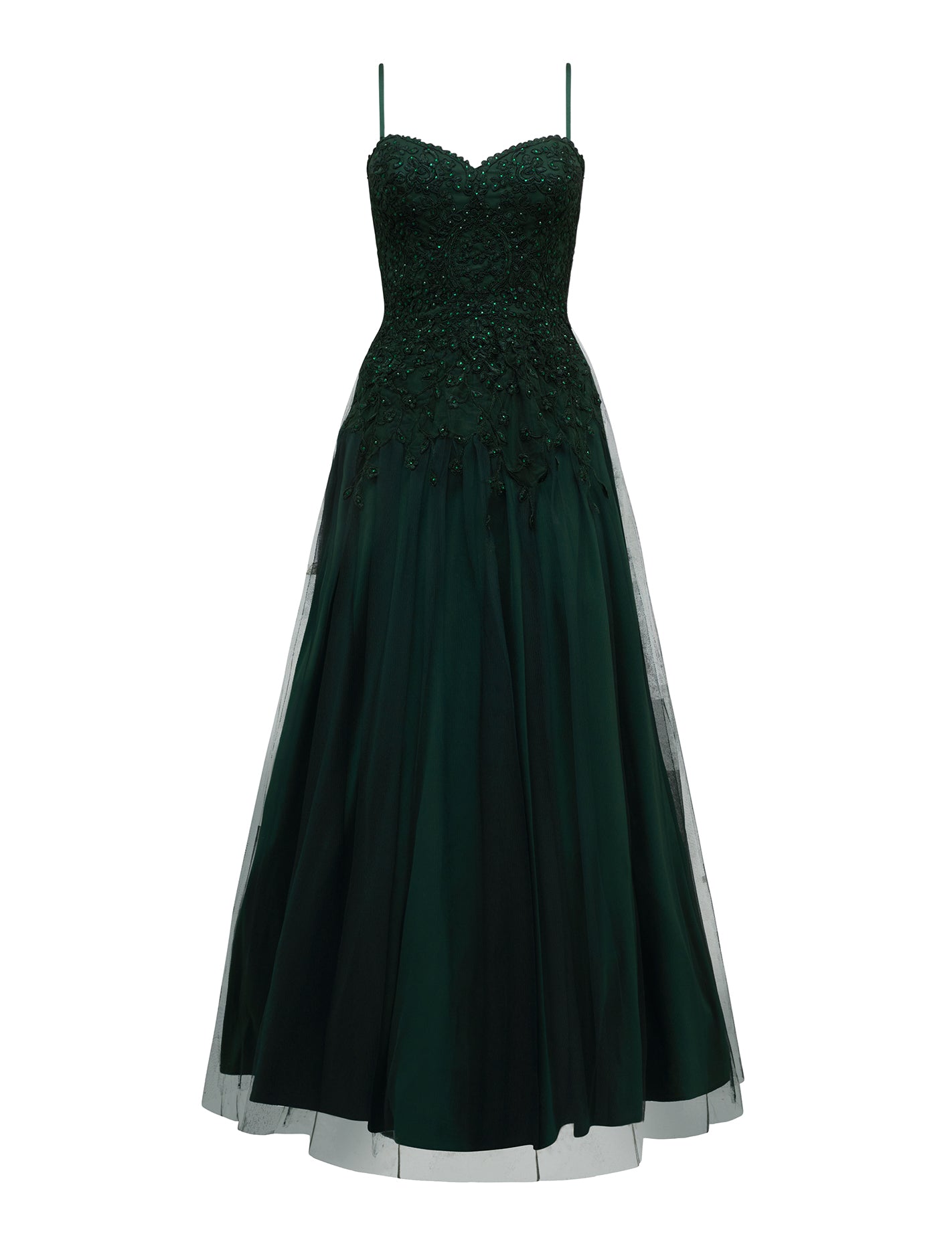 Kaia Tulle Strappy Gown Hunter Green_mannequin