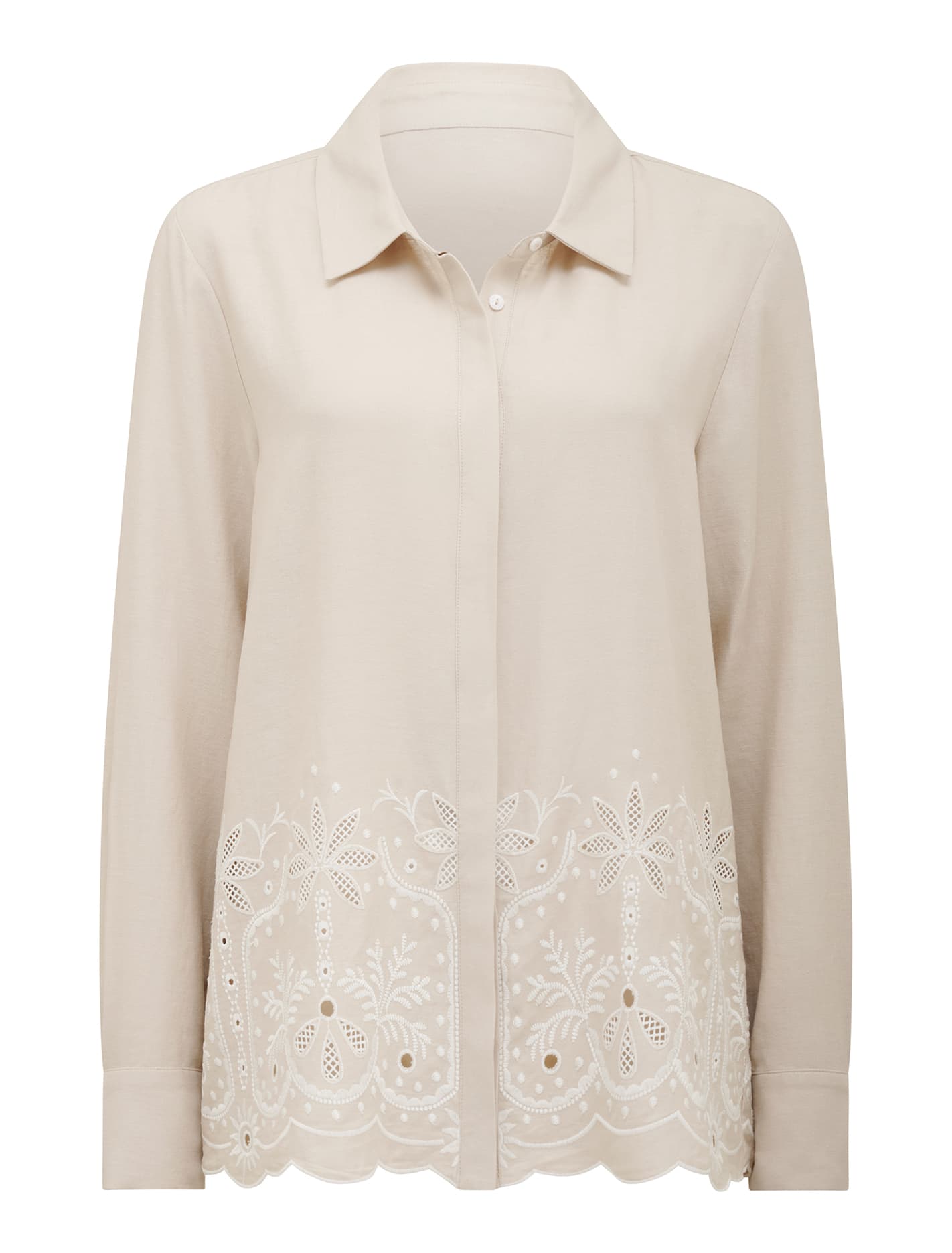 April Embroidered Shirt Tan Palmette Co-ord_mannequin