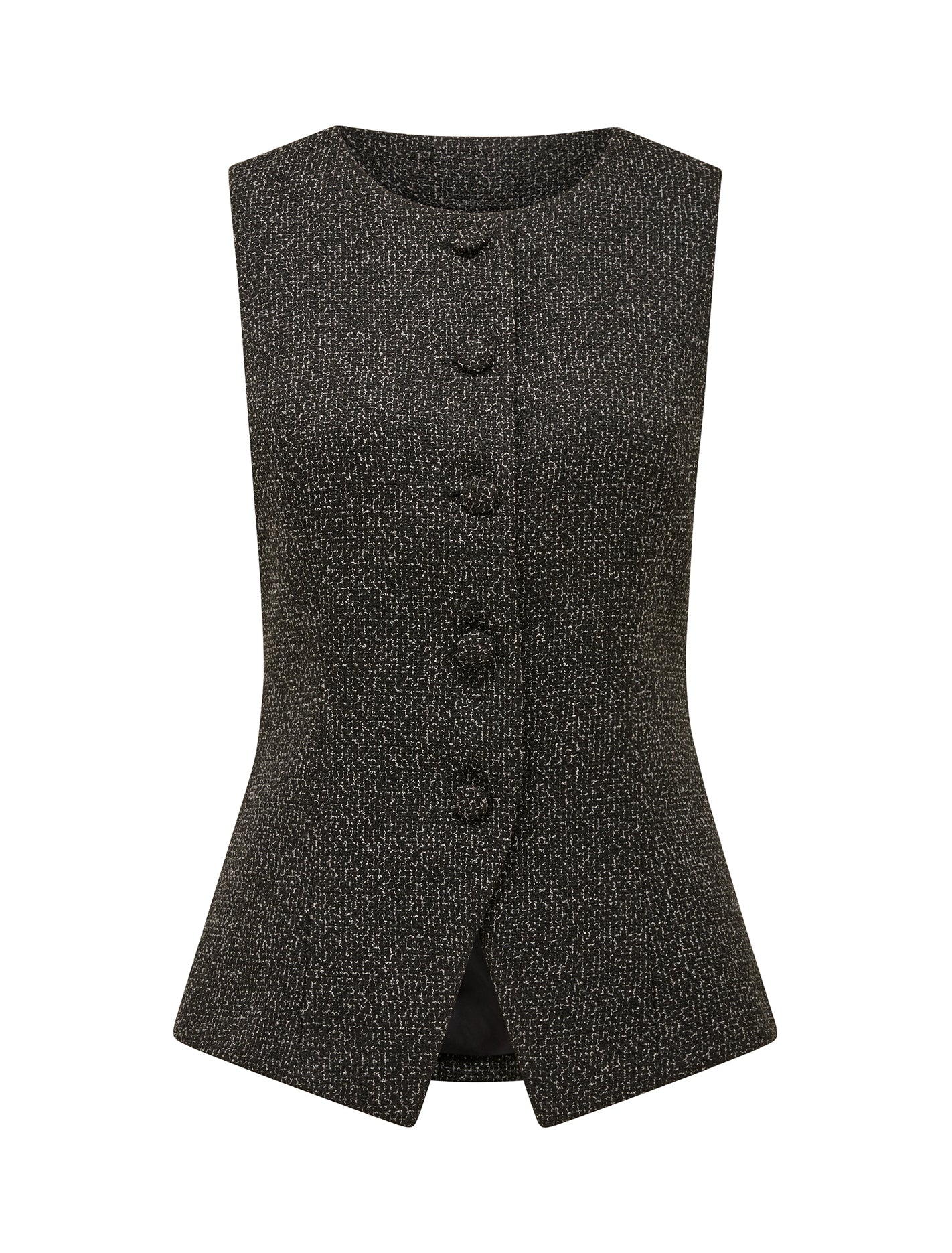 Autumn Textured Waistcoat Black Fleck Set_mannequin
