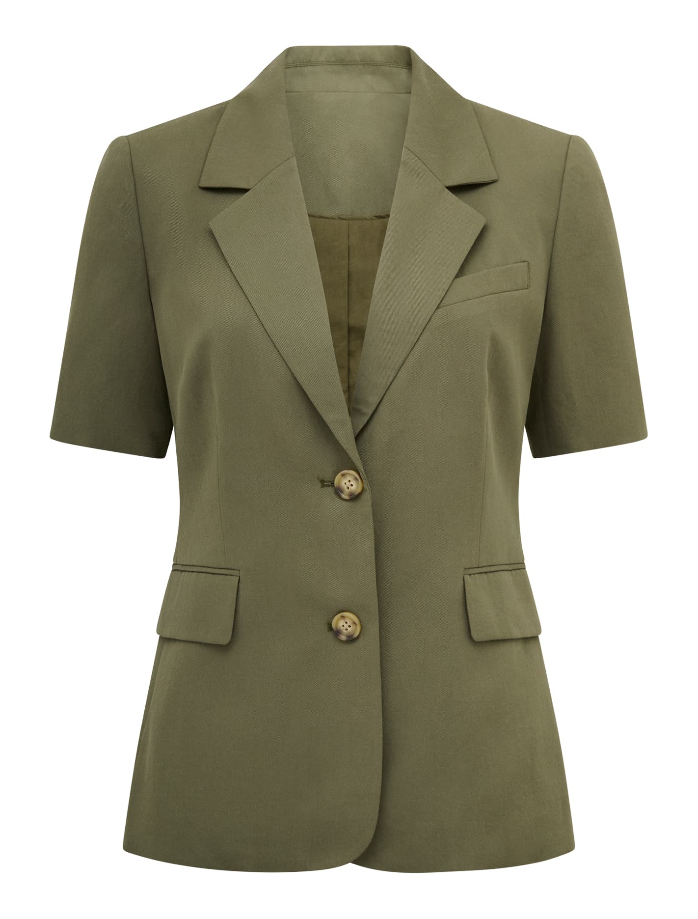 Bowie Petite Short Sleeve Jacket Khaki Suit_mannequin