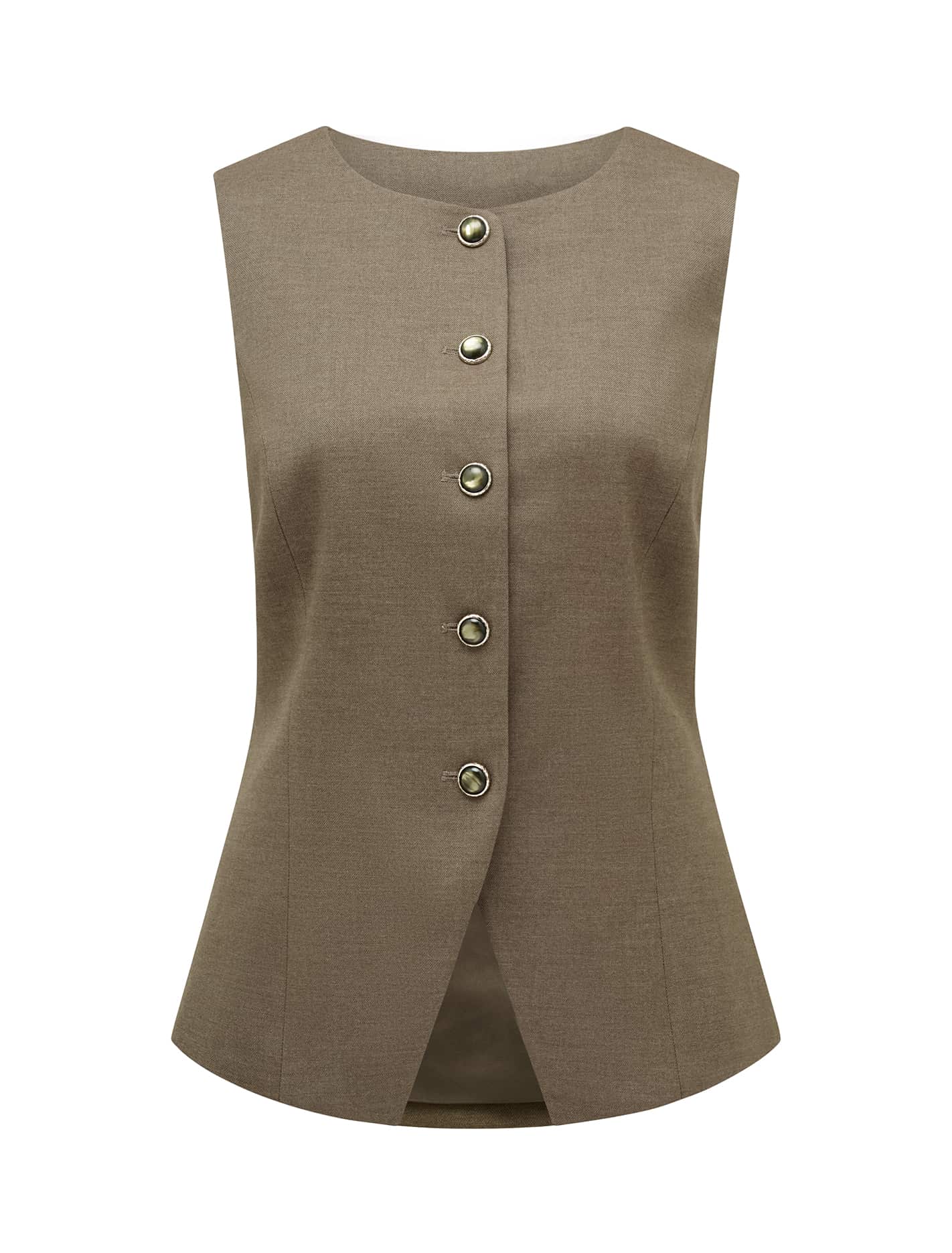 Toni High-Neck Waistcoat Burnt Sage Suit_mannequin