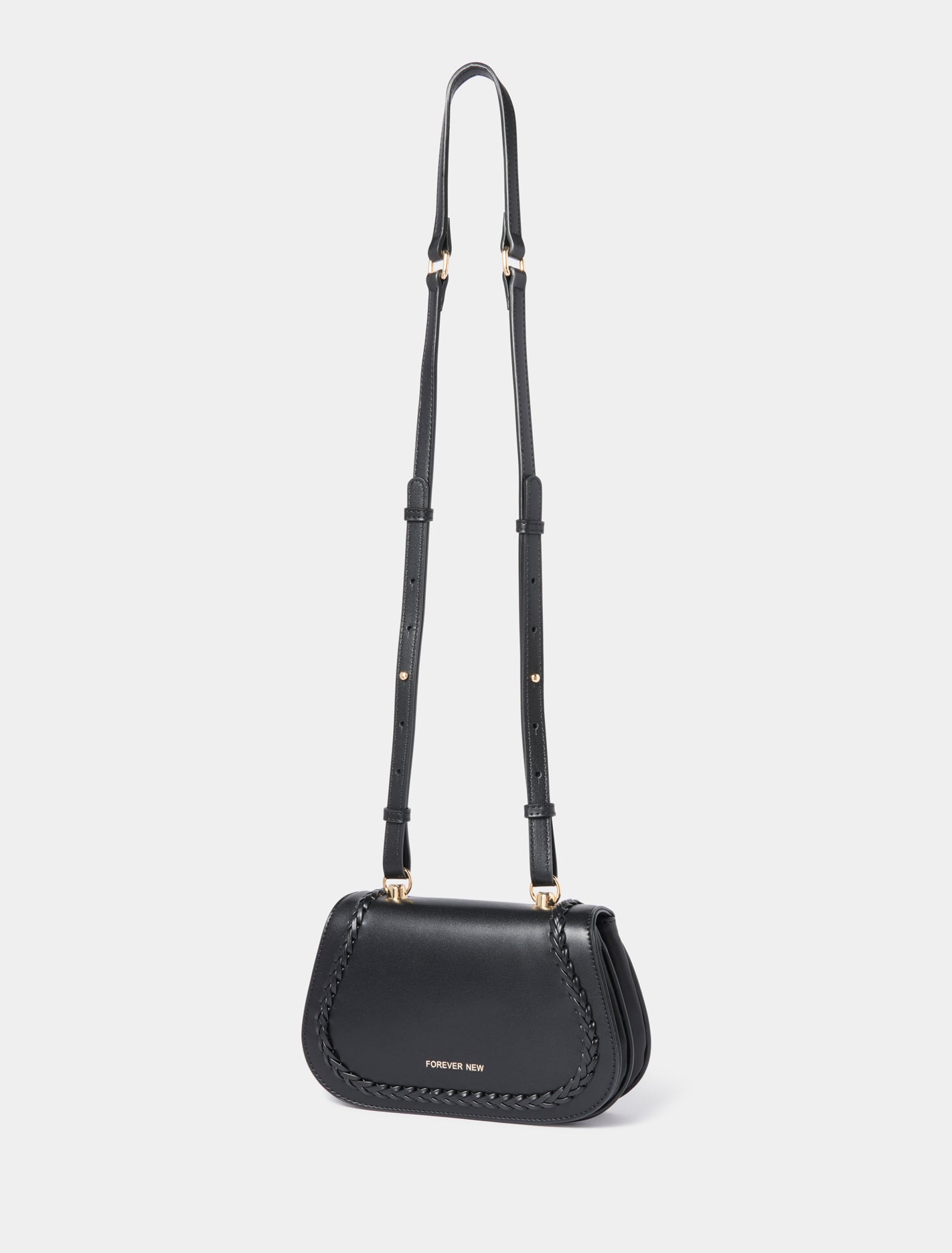 Cass Weave Detail Crossbody Bag Black_mannequin