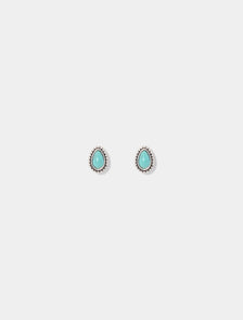 Winslet Western Tear Drop Stud Earrings Blue/ Silver_mannequin