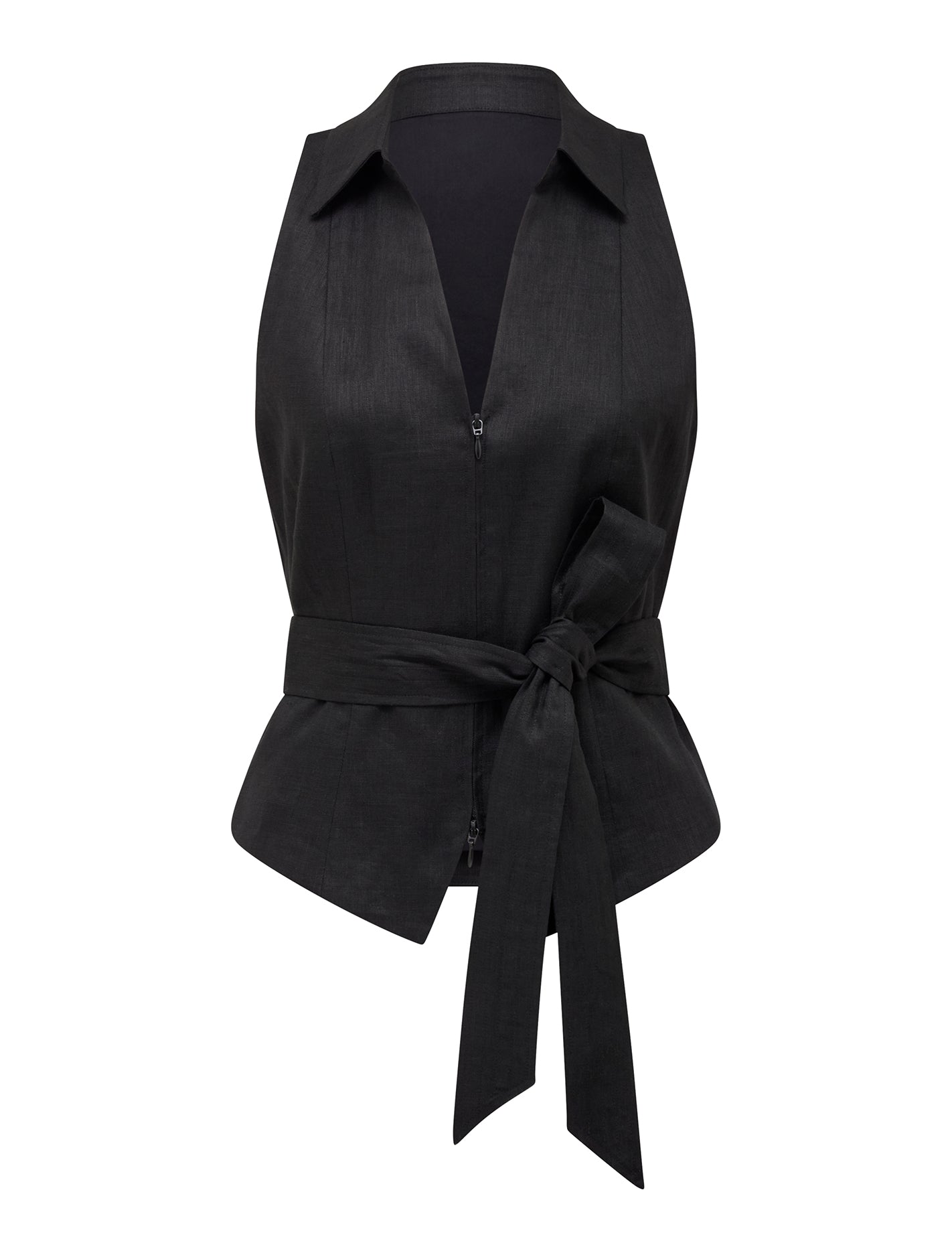 Daisy Tie Front Vest Black_mannequin