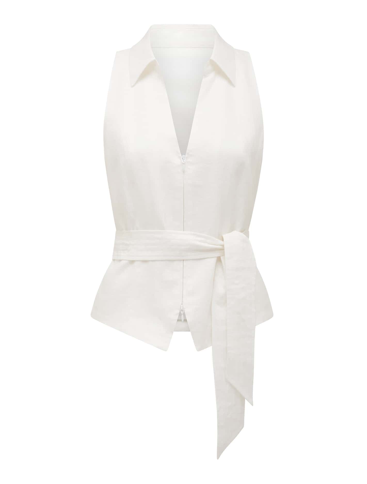 Daisy Tie Front Vest Porcelain_mannequin