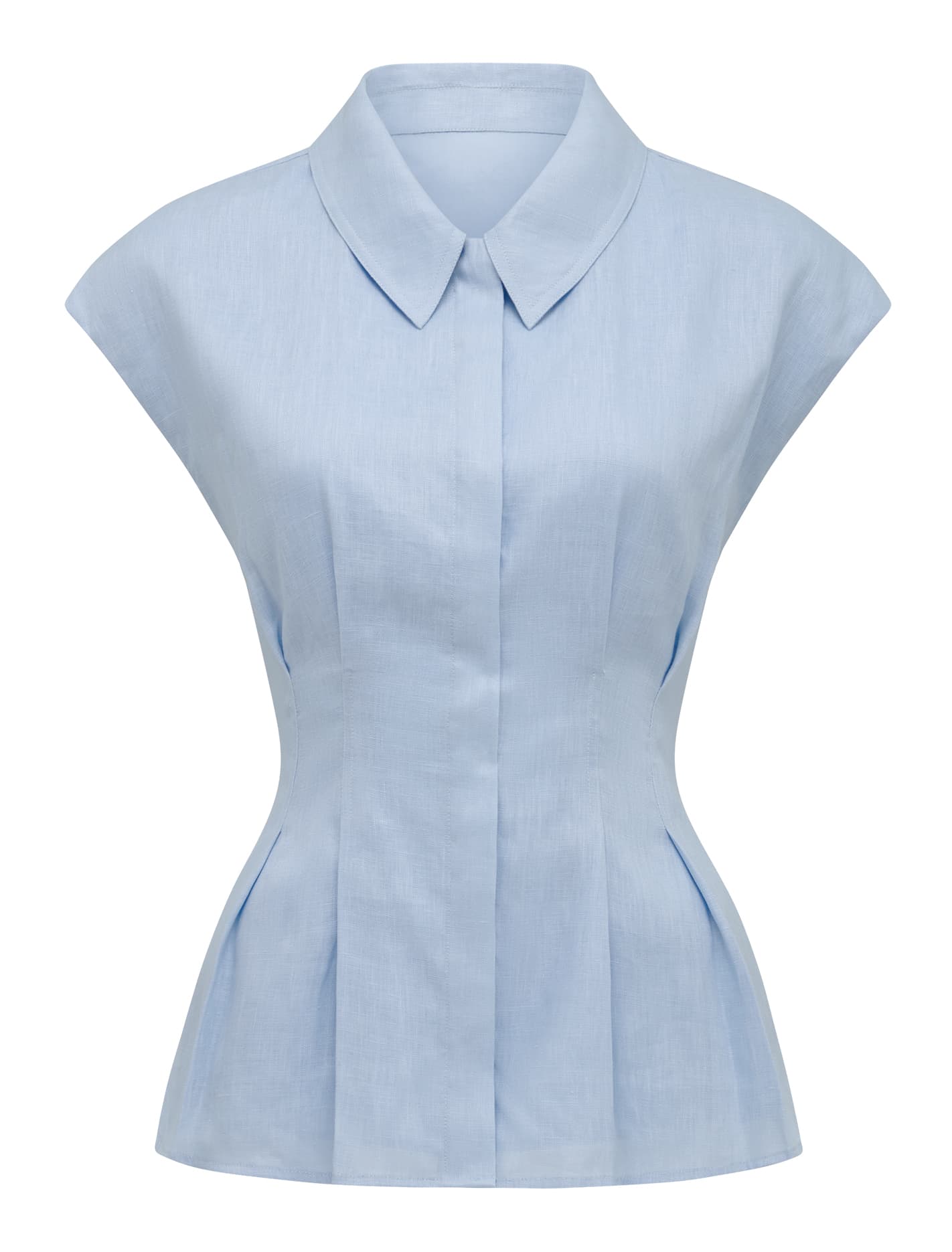 Carina Pleated Shirt Light Blue_mannequin