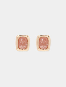 Signature Sandra Stone Stud Earrings Amber/Gold_mannequin