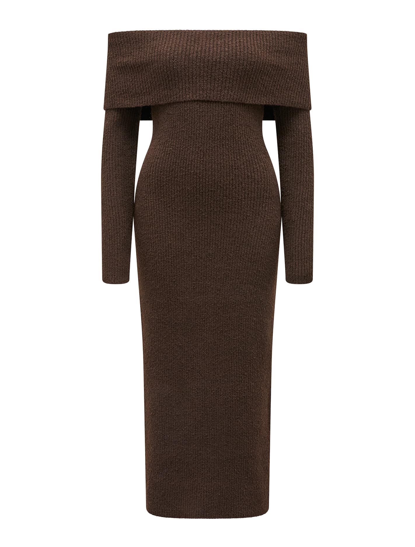 Alexa Boucle Midi Dress Shadow Brown_mannequin