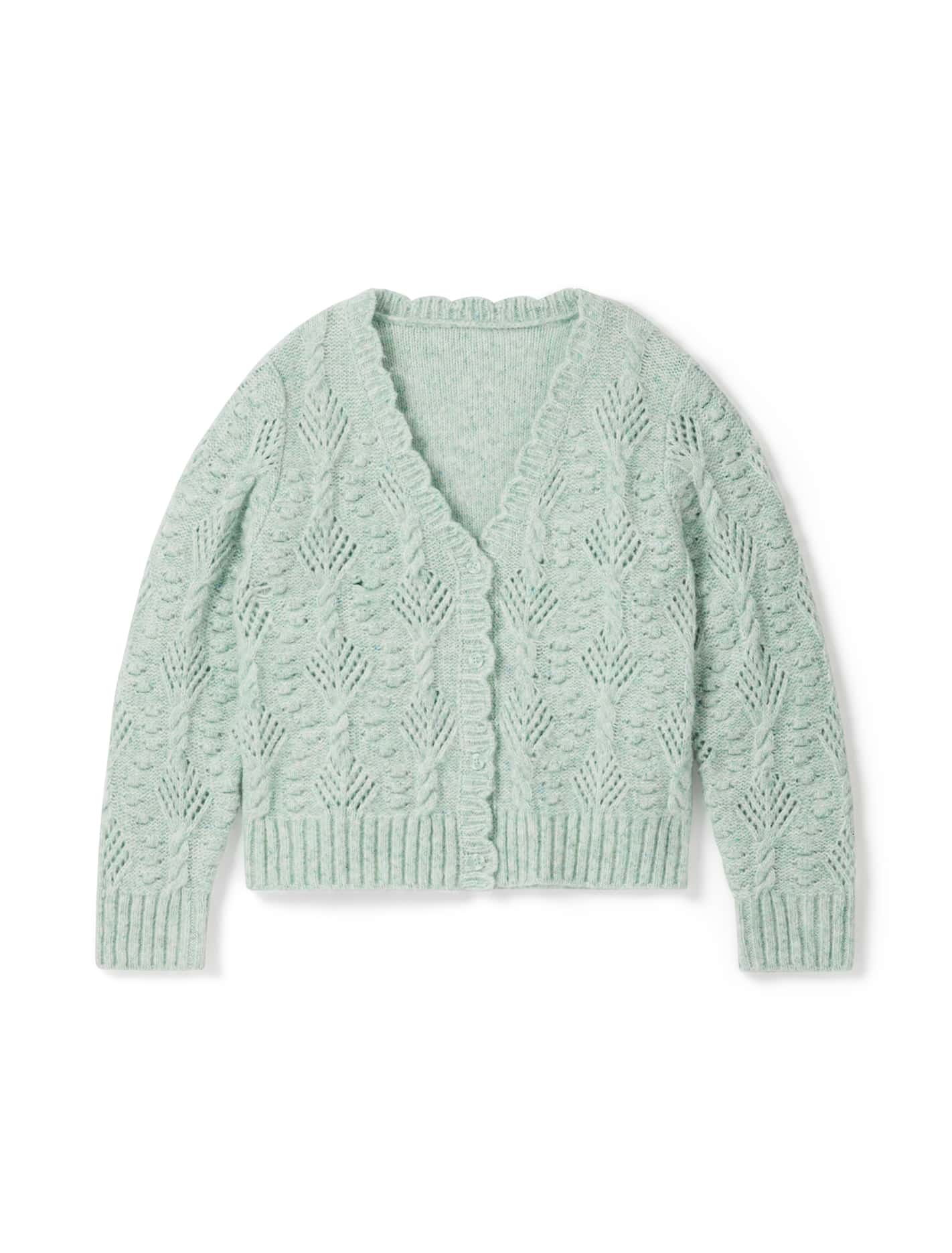 Dorothea Girls Cable Cardigan Sea Mist Marle_mannequin