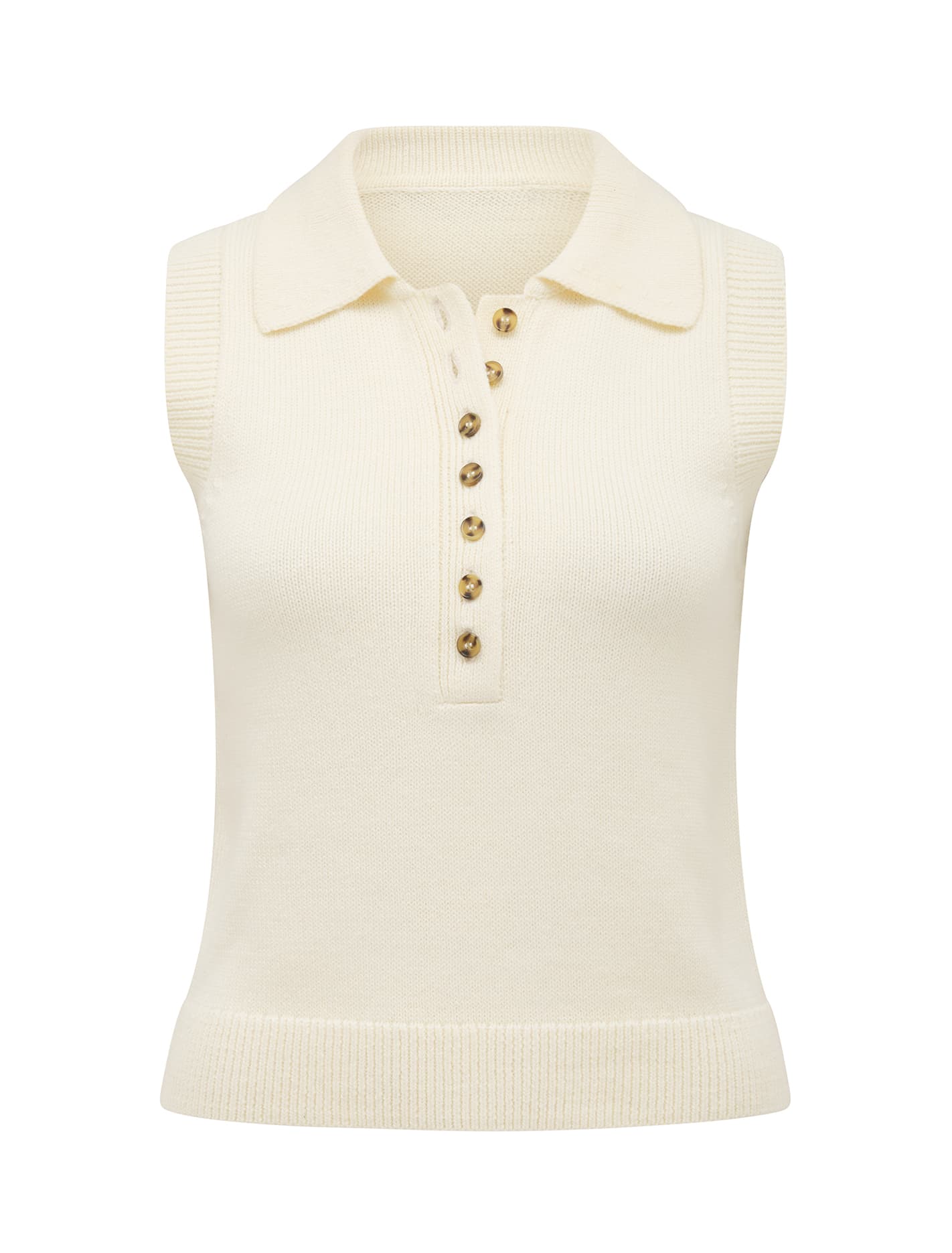 Ashlyn Button Collar Vest Cream_mannequin