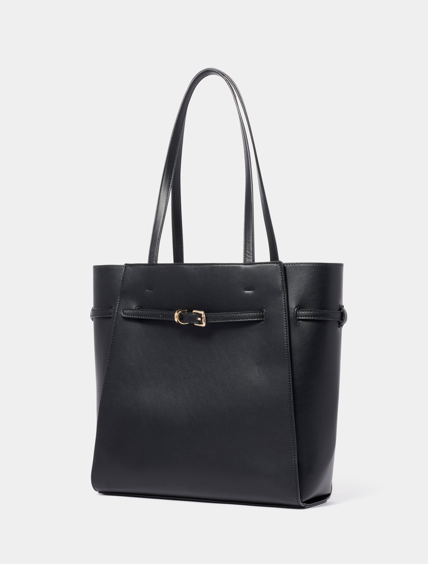 Rhiannon Buckle Tote Bag Black_mannequin