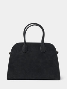 Lacey Faux Suede Bowler Bag Black_mannequin