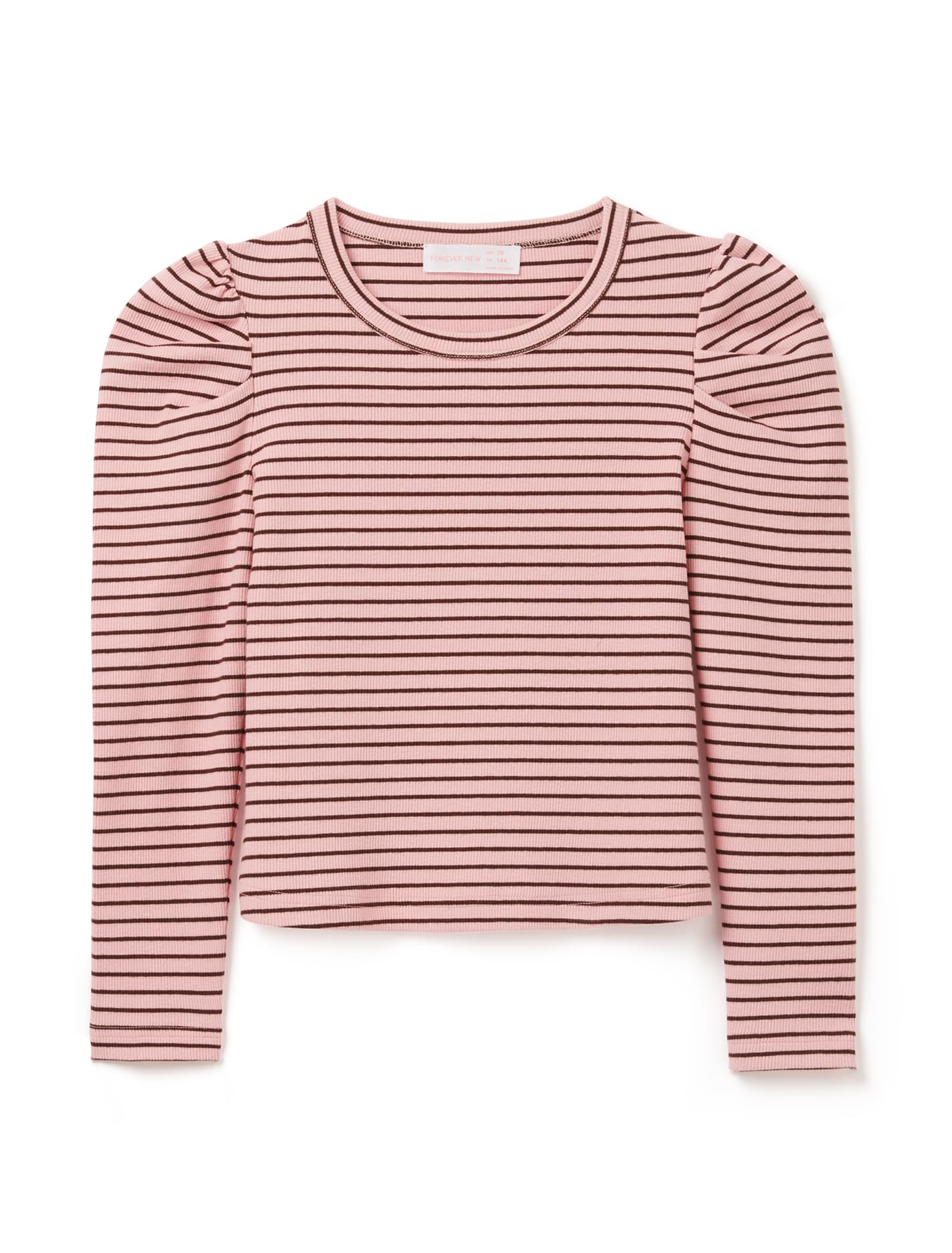 Ariel Teen LS Jersey Top Pink Stripe_mannequin