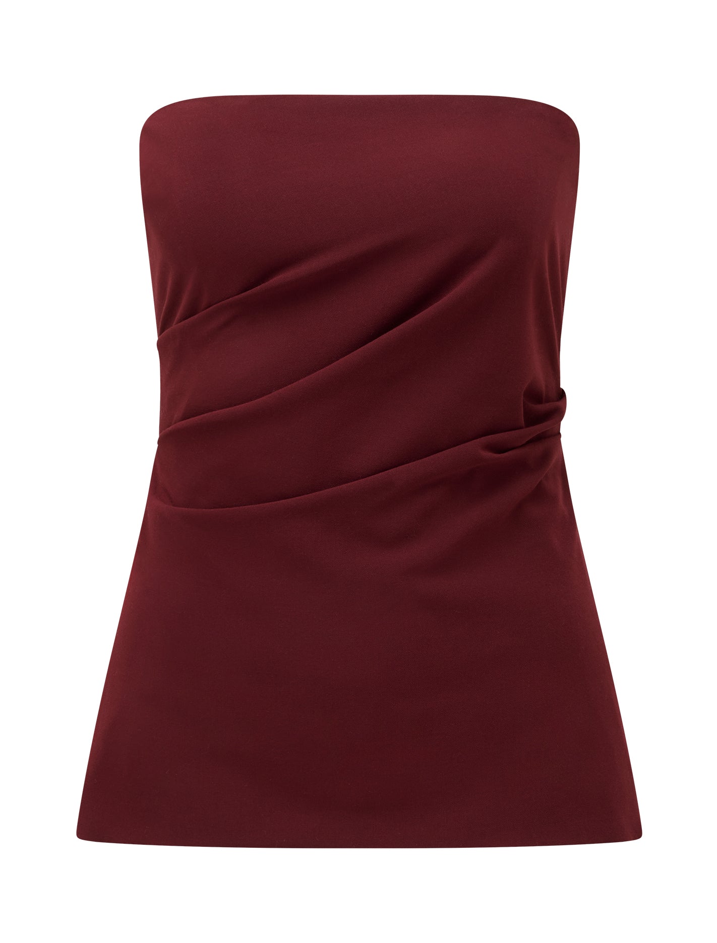 Hadley Gathered Bandeau Top Oxblood Red Suit_mannequin