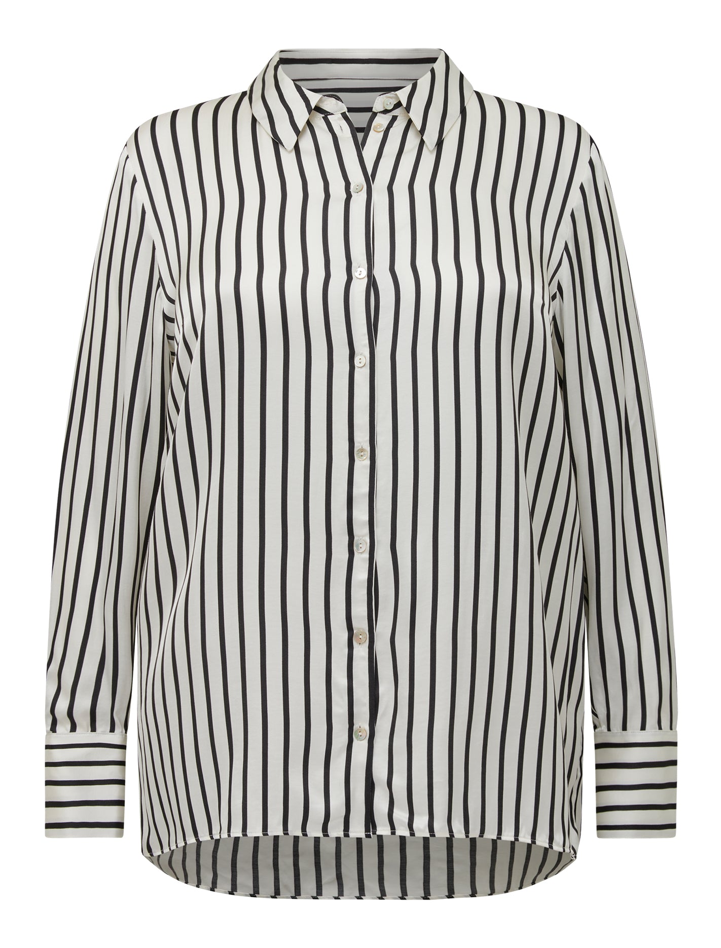 Coco Curve Satin Shirt Nera Stripe_mannequin