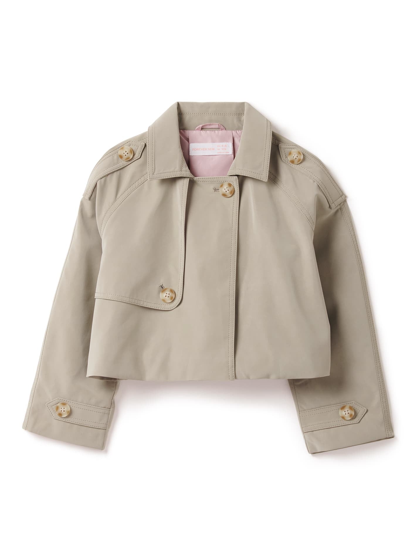 Brielle Girls Cropped Trench Biscotti Grey_mannequin